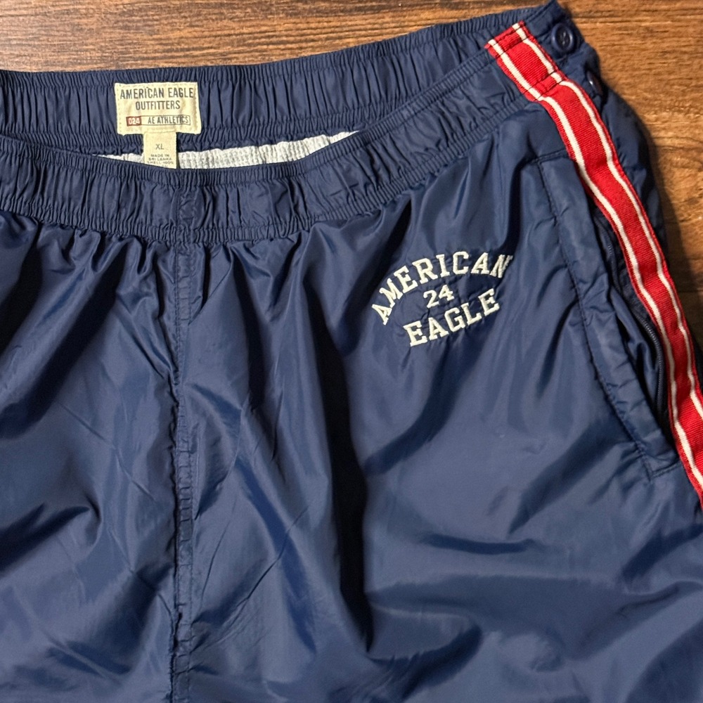 Vintage Y2K American Eagle Mens XL Tear Away Track Pants Navy AE Athletics